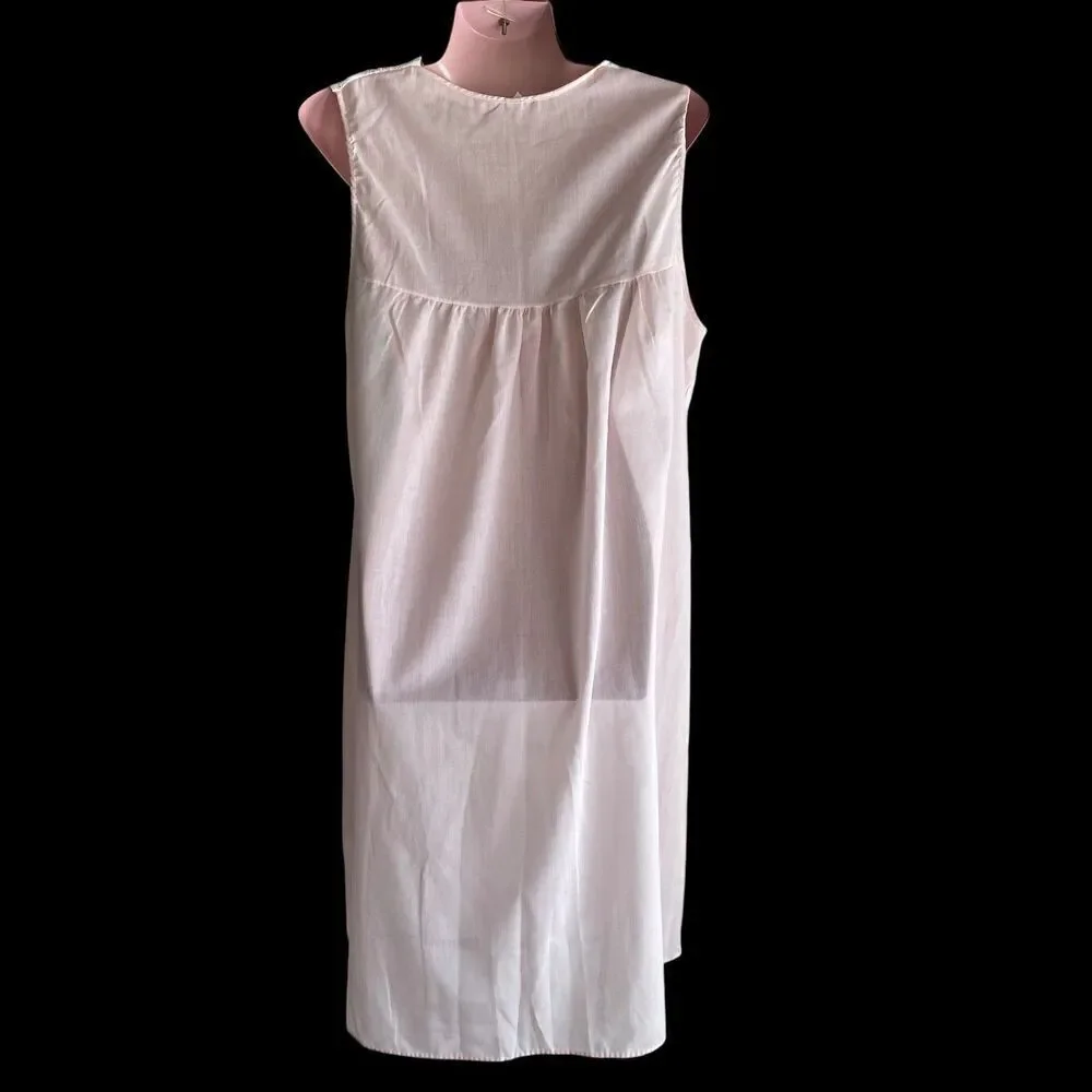 Vintage Komar Nightgown Women's Size Large Pink Knee Length Summer Sleeveless